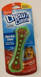 Hartz Chew N Clean Dental Duo Dog Chew Toy, Medium, Bacon Flavor Green - Picture 1 of 2