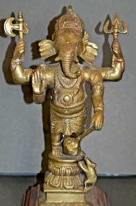 Large (4.2 kg) 19th Century Indian Bronze/Brass Standing Ganesh Statue,c1890 - Picture 1 of 12