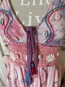 Sommerkleid Boho Ibiza Look bestickt Muscheln gehäkelt - Bild 1 von 10
