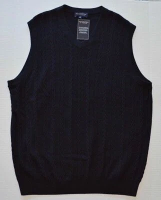 NUEVO Chaleco Suéter Para Hombre Roundtree & Yorke Grande y Alto Tejido con Cable Cuello en V Foto 1 de 2