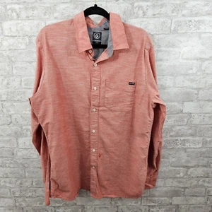 Volcom long sleeve button down shirt mens size XL red - Picture 1 of 5