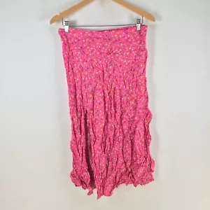 Sportsgirl skirt womens 12 flare midi viscose pink floral zip stretch 107854 - Picture 1 of 10