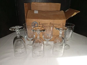 Vintage MCM Libbey Glass Safedge  Etched Glasses Set of 6 in Original Box - Picture 1 of 7