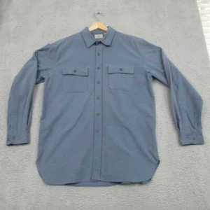 Camicia LL Bean Shacket uomo L blu cotone bottoni pesante utility abbigliamento da lavoro - Foto 1 di 18