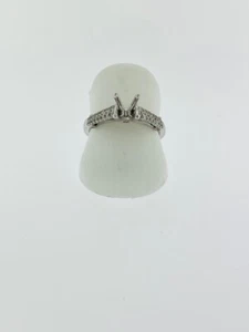 Ladies 14K White Gold Diamond Semi Mount Ring - Picture 1 of 8