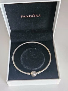 PANDORA Star Ball Clasp Silver 925 Bangle Bracelet Preloved - Picture 1 of 6
