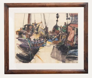 Kate Rhodes - Framed Contemporary Mixed Media, The Boatyard, Gweek - Picture 1 of 7