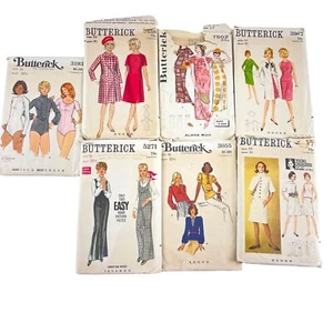 Vintage Vogue Sewing Patterns Lot of 8 Sz 10 1960s 1970s Dresses Tops Precut - Picture 1 of 9
