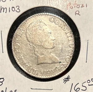 Bolivia 1845 R 8 soles Km 103 XF - Picture 1 of 2