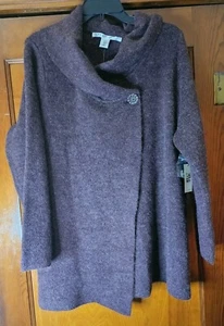 Max Studio Woman Size 1X Purple Sweater Wrap Button Close NWT Wool - Picture 1 of 12