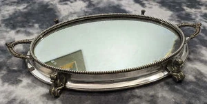 19th Century Victorian Silver Plated Mirror Table Centerpiece Plateau Griffin - Picture 1 of 14