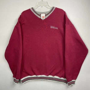 Vintage Wilson Sports Sweatshirt V Neck Embroidered Cotton Men’s 2XL Tennis Red - Picture 1 of 8
