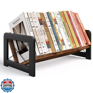 ELITEROO Desktop Bookshelf Organizer, Wood Slanted Desk Bookshelf, Small Tabl - Picture 1 of 5