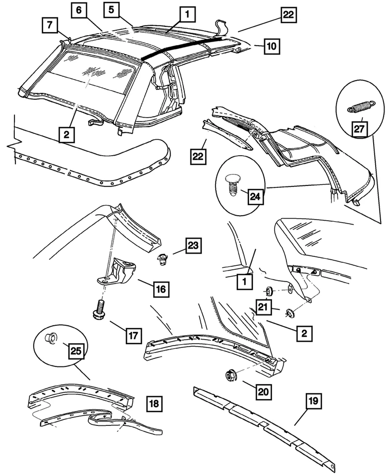 Cabezal superior plegable original Mopar 4864736 Foto 1 de 1