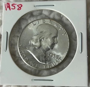 1958 P Franklin Half Dollar - 90% Silber - Stempelglanz - Stempelglanz (Artikel 2) - Bild 1 von 5