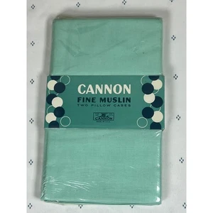 Fundas de almohada vintage de muselina fina cañón de algodón verde agua hecha en EE. UU. retro - Imagen 1 de 8