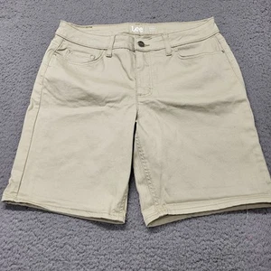 Lee Bermuda Shorts Women's Size 14M Midrise Regular Fit Khaki Tan Cotton Blend  - Picture 1 of 13