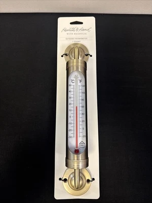 Nuevo termómetro de temperatura exterior de latón cepillado montable en pared para hogar y mano Foto 1 de 4