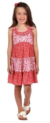 Vestido Solero Jona Michelle Niñas Rojo Multicolor Flores Sin Mangas en Niveles 4T Foto 1 de 4