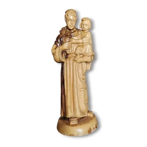Heiliger Antonius 9" Bethlehem Olivenholz geschnitzt religiöse Statue Figur signiert - Bild 1 von 10