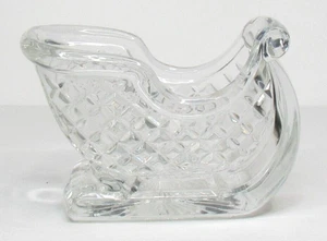 Schwere klare Kristallglas Weihnachtsmann Schlitten Süßigkeiten Schale 7"x4"x4,5" - Bild 1 von 5