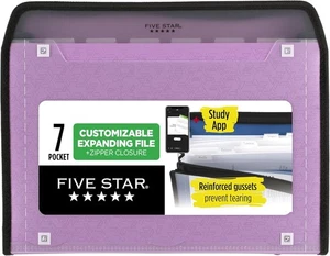 Five Star Expanding File Organizer + Study App, 7-Pocket Amethyst Purple - Picture 1 of 8