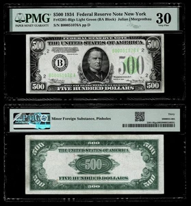 Fr. 2201-B $500 1934 Light Green Seal Federal Reserve Note. NY~ PMG Very Fine 30 - Picture 1 of 1