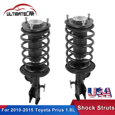 Pair Front Complete Struts Shocks & Coil Springs For 2010-2015 Toyota Prius 1.8L - Image 1 of 4