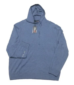 RLX Ralph Lauren Men's Blue Heather 100% Cashmere Pullover Hoodie - Picture 1 of 3