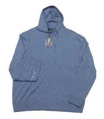 Sudadera con capucha pulóver RLX Ralph Lauren para hombre azul jaspeado 100 % cachemir Foto 1 de 3