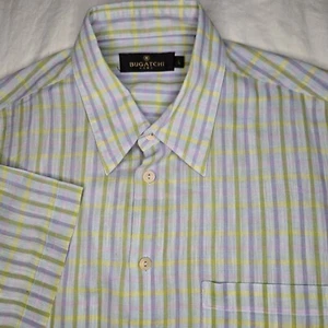 Bugatchi Uomo Button Down Shirt Short Sleeves Light Multicolor Men's Size Large - Picture 1 of 9