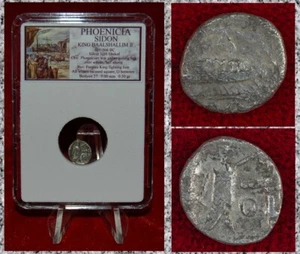 Ancient Coin PHOENICIA Sidon Galley King Fighting Lion Silver 1/16 Shekel  - Picture 1 of 4
