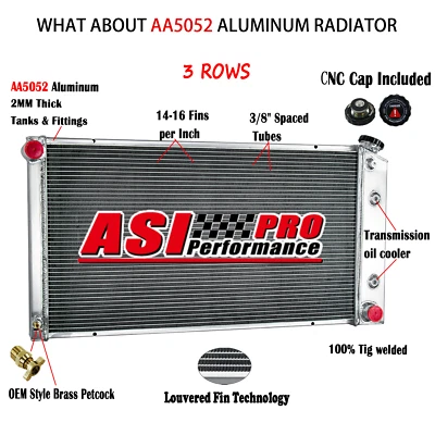 3 Row Aluminum Radiator For 1977-92 Cadillac DeVille Oldsmobile Pontiac Buick AT - Image 1 of 4