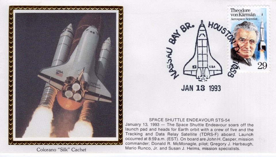 LAUNCHED SPACE SHUTTLE ENDEAVOUR STS-54 - HOUSTON, TX  1993  FDC17995 - Image 1 of 1