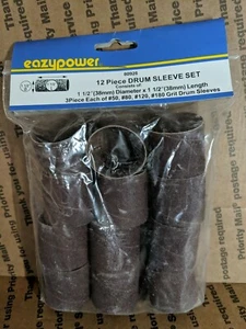 Lot of 2 packs Eazypower 80928 Assorted Grit Spindle Sander Drum Sleeves 1.5x1.5 - Picture 1 of 1