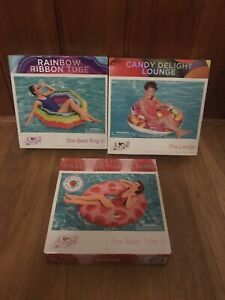 Set Of 3 Candy Delight Lounge Inflatable Pool Floats | Backrest, Raspberry