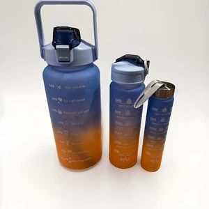 Juego de botellas de agua de fitness motivacional 3 en 1 | Libre de BPA, marca de tiempo | Gimnasio, - Imagen 1 de 1