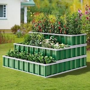 4x4x2FT 3 Tiers Large Raised Garden Bed 3 Type Outdoor Metal Patio Planter Box - Picture 1 of 6