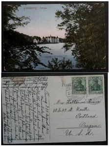 1910 Germany Postcard-Glucksburg, Castle ties 2 stamps cd Schaalby - Bild 1 von 3
