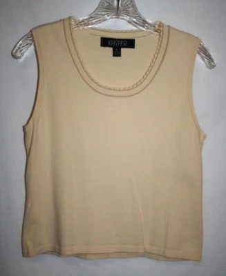 Kasper Petite PEQUEÑA Camisola Amarilla Camiseta sin Mangas Suéter Cuello Redondo Festoneado Suave Foto 1 de 4