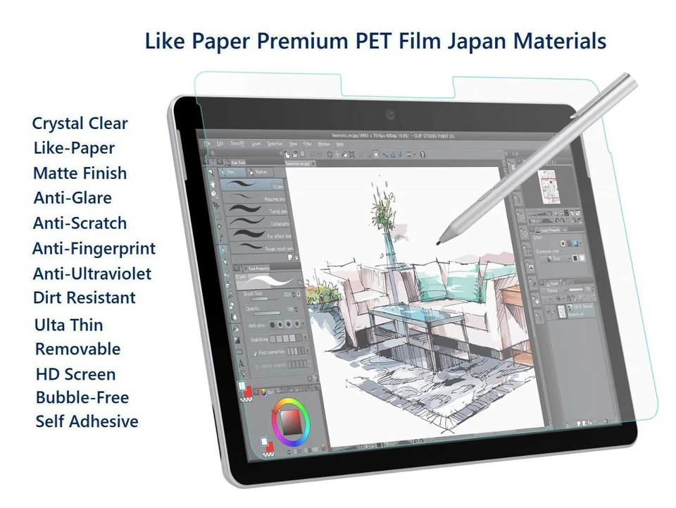 Paper Feel Matte Film Anti-Glare Screen For Microsoft surface Go Tab Model 1824 - Image 1 of 4