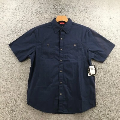 Pacific Crest Shirt Mens M Navy Blue Claw Button Down Short Sleeve Casual NEW - Image 1 of 4