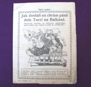 1912 BALKAN WARS AUSTRO HUNGARIAN MILITARY CARICATURE NEWSPAPER - Picture 1 of 4
