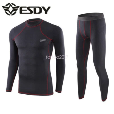 ESDY Mens Thermal Compression Shirt Long Base Layer Warm Underwear Top Pants Set - Image 1 of 4