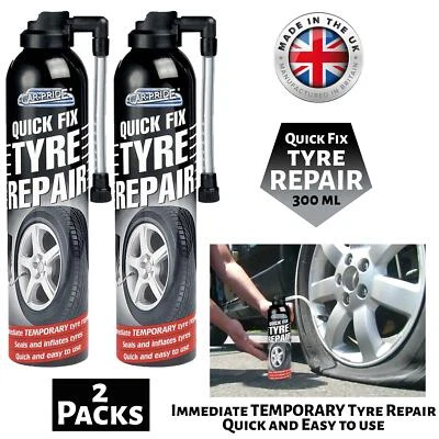 2 x QUICK FIX CAR EMERGENCY FLAT TYRE INFLATE PUNCTURE REPAIR KIT 300ml - Image 1 of 2