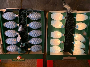 Kurt Adler Holiday Christmas Lights 2 Boxed Sets Of 10 Blue Pine Cones New NIB - Picture 1 of 6