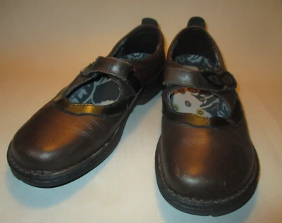 P.W. minor Milan Women size 10 Brown Leather Hook & Loop Mary Jane Support Flats - Image 1 of 4