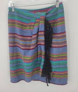 Lizwear Rock Damen 10 Azteken Tribal Streifen gewebt Mock Wickel Fransen Vintage Y2K - Bild 1 von 9