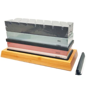 Whetstone Knife Sharpener Stone Sharpener Stone 4 Side 400/1000 3000/8000 Grit - Picture 1 of 9