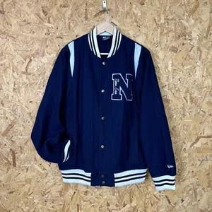Chaqueta Universitaria de Lana New Era Para Hombre Talla Mediana M Azul Marino Blanco Acolchada - Imagen 1 de 10
